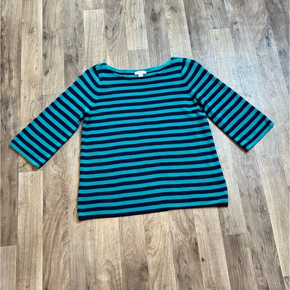 J Jill Teal Striped Long Sleeve Knit Size XSP - Picture 1 of 6